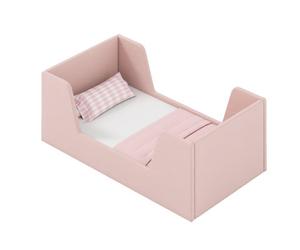 Costway Toddler Bed Frame Soft Velvet Fabric Children Floor Bed Kids Bed-Pink