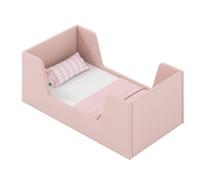 Costway Toddler Bed Frame Upholstered Kid Floor Bed w/Safety Rails & Headboard in Pink COSTWAY Pink