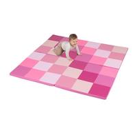 COSTWAY Toddler Play Mat, Foldable Patchwork Baby Floor Mats with Waterproof Surface, 3.5CM Extra Thick Foam Playmat for Playing Crawling (Pink)