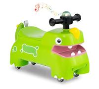 COSTWAY Toddler Ride on Car, Foot to Floor Slider with Lights, Music, Horn, Under Seat Storage, Developmental Ride on Toy for Boys Girls 18+ Months Old (Green)