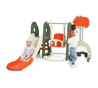 Costway Toddler Slide And Swing Set 6 In 1 Kids Climber Basketball Football Golf Playset