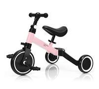 COSTWAY Toddler Tricycle for 1-4 Years Old Boys Girls, Convertible Baby Balance Bike Kids Trike with Detachable Pedal, Adjustable Seat and Handlebar (Pink)
