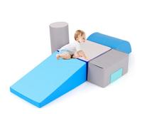 Costway Toddlers Foam Climbing Blocks 6 Pcs Climb Activity Playset-Blue