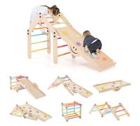 Costway Toddlers Montessori Climbing Set Foldable Wooden Climber Toys in Natural COSTWAY Natural