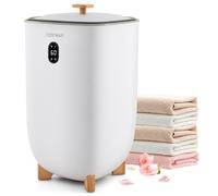 COSTWAY Towel Warmer Bucket, 20L/35L Large Luxury Electric Towel Heater with Drying Mode, PTC Heater, Timer, Auto Shut Off & Stainless Steel Inner, Bathroom Spa Bathrobes Blankets Warmer (White, 35L)