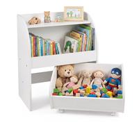 Costway Toy Storage Shelf Toy Organizer with 2 Open Shelves For Playroom in White COSTWAY White