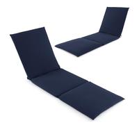 COSTWAY Tri-Fold Sun Lounger Cushion, 182x59cm Garden Recliner Cushions Chaise Sunlounger Replacement Pad, Foldable Thick Sunbed Mattress Patio Chair Cushion Pad for Indoor Outdoor Use (2, Navy Blue)