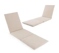 COSTWAY Tri-Fold Sun Lounger Cushion, 182x59cm Garden Recliner Cushions Chaise Sunlounger Replacement Pad, Foldable Thick Sunbed Mattress Patio Chair Cushion Pad for Indoor Outdoor Use (2, Beige)