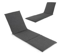 COSTWAY Tri-Fold Sun Lounger Cushion, 182x59cm Garden Recliner Cushions Chaise Sunlounger Replacement Pad, Foldable Thick Sunbed Mattress Patio Chair Cushion Pad for Indoor Outdoor Use (2, Dark Grey)