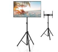 COSTWAY Tripod TV Stand for 21-47 Flat LCD/LED/OLED Screens, Swivel Height Adjustable Floor TV Stand with Non-Slip Foot Pads, Foldable TV Display Stand, 35 KG Weight Capacity