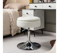 Costway Tufted Vanity Stool Footrest Accent Storage Ottoman with Reversible Lid in White COSTWAY White