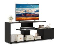 Costway Tv Stand For 55" Tvs 3-Tier Asymmetrical Media Console Table W/ Storage, Black