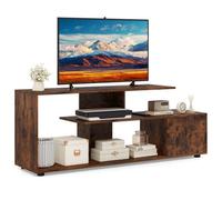 Costway Tv Stand For 55" Tvs 3-Tier Asymmetrical Media Console Table W/ Storage, Brown