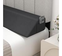 COSTWAY Twin/Full Size Bed Wedge Pillow, Mattress Gap Filler Headboard Pillow with Side Pockets, Long Bed Gap Filler Bolster Pillow Close Gap (0-8") Between Headboard & Mattress (Grey, Full-54"x10")