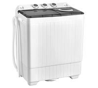 COSTWAY Twin Tub Washing Machine, 4.5KG/6KG/8.5KG Total Capacity Portable Laundry Washer Spin Dryer with Timing Function & Drain Pump for Apartment Dorms Camping (Black+White, 6.5kg Washer+2kg Dryer)