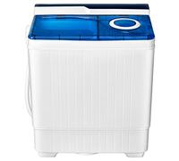 COSTWAY Twin Tub Washing Machine, 4.5KG/8.5KG/10.5KG Total Portable Laundry Washer Spin Dryer Timing Function and Drain Pump for Apartment Dorms (Blue+White, 6.5kg Washer+2kg Dryer)
