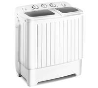 COSTWAY Twin Tub Washing Machine, 8kg Total Capacity Portable Laundry Washer and Spin Drying Machine with Timer Control for Apartment Dorms Camping (5KG Washer 3KG Drying, Grey + White)