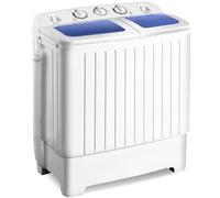 COSTWAY Twin Tub Washing Machine, 8kg Total Capacity Portable Laundry Washer and Spin Drying Machine with Timer Control for Apartment Dorms Camping (5KG Washer 3KG Drying, Blue + White)
