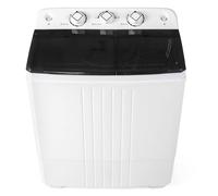 COSTWAY Twin Tub Washing Machine, 8KG Total Capacity Portable Laundry Washer Spin Dryer with Timing Function & Drain Pump for Apartment Dorms Camping (Black+White, 5kg Washer+3kg Dryer)