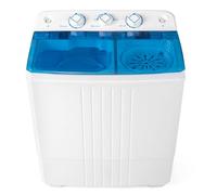 COSTWAY Twin Tub Washing Machine, 8KG Total Capacity Portable Laundry Washer Spin Dryer with Timing Function & Drain Pump for Apartment Dorms Camping (Blue+White, 5kg Washer+3kg Dryer)