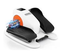 COSTWAY Under Desk Elliptical Machine, Electric Mini Elliptical Cross Trainer with LED Display Screen & Remote Control, Portable Seated Leg Pedal Exerciser for Teens Seniors Adults (White + Black)