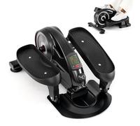 COSTWAY Under Desk Elliptical Machine, Mini Elliptical Cross Trainer with LCD/LED Display Screen, Portable Seated Leg Pedal Exerciser for Teens Seniors Adults (Black+Silver, no Remote Control)