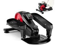 COSTWAY Under Desk Elliptical Machine, Mini Elliptical Cross Trainer with LCD/LED Display Screen, Portable Seated Leg Pedal Exerciser for Teens Seniors Adults (Red+Black, no Remote Control)