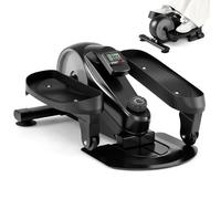 COSTWAY Under Desk Elliptical Machine, Mini Elliptical Cross Trainer with LCD/LED Display Screen, Portable Seated Leg Pedal Exerciser for Teens Seniors Adults (Silver+Black, no Remote Control)