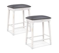 Costway Upholstered Bar Stool Set of 2 24"/61cm Counter Height Stools w/ Padded Seat Cushions in Grey COSTWAY Grey
