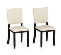 Costway Upholstered Dining Chairs Set Of 2 Armless Kitchen Chairs-Beige