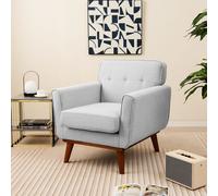 Costway Upholstered Linen Fabric Armchair Button Tufted Single Sofa Chair in Grey COSTWAY Grey