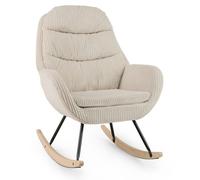 Costway Upholstered Rocking Chair Nursery Glider Rocker W/ Padded Backrest-Beige