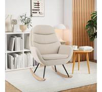 Costway Upholstered Rocking Chair Nursery Glider Rocker w/Padded Backrest in Beige COSTWAY Beige