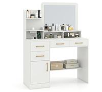 Costway Vanity Desk With Mirror Dressing Table With Charging Station-White