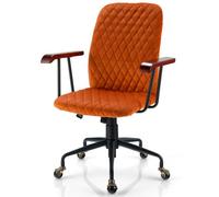Costway Velvet Adjustable Swivel Chair Mid-Back For Home Office Computer Leisure Chair