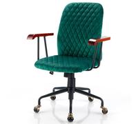 Costway Velvet Leisure Chair Adjustable Swivel Home Office Chair Rolling Computer Chair