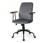 Costway Velvet Leisure Chair Adjustable Swivel Home Office Chair Rolling Computer Chair Grey