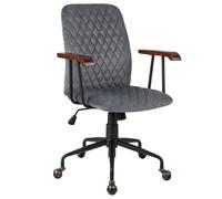 Costway Velvet Leisure Chair Adjustable Swivel Home Office Chair Rolling Computer Chair Grey COSTWAY Grey