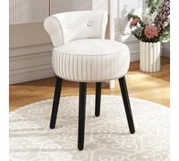 Costway Velvet Makeup Chair With Low Back Accent Makeup Vanity Stool-Beige