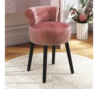 Costway Velvet Makeup Chair With Low Back Accent Makeup Vanity Stool-Pink