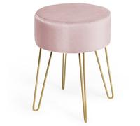 Costway Velvet Modern Round Footstool Ottoman Footrest Makeup Dressing Chair Seat