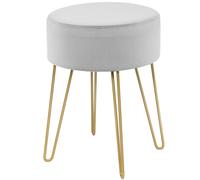 Costway Velvet Modern Round Footstool Ottoman Footrest Makeup Dressing Chair Seat Home in Grey COSTWAY Grey