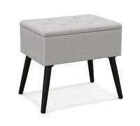 Costway Velvet Storage Ottoman Rectangular Vanity Foot Stool With Flip Top-Grey
