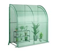 Costway Walk-in Lean-to Greenhouse Outdoor Mini Wall Greenhouse in Green COSTWAY Green
