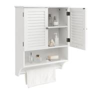 Costway Wall-Mounted Bathroom Cabinet Double Door Storage Medicine Cabinet W/ Towel Bar