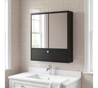 Costway Wall-Mounted Bathroom Cabinet With Mirror Double Door Medicine Cabinet-Black