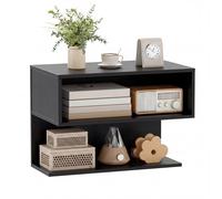 Costway Wall Mounted Bedside Table Small Hanging Side End Table for Living Room in Black COSTWAY Black