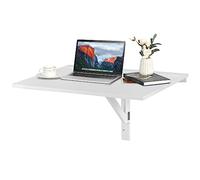 COSTWAY Wall-mounted Drop-leaf Table, Folding Floating Laptop Desk, Space Saving Hanging Table for Study, Bedroom, Bathroom, or Balcony, 80x60CM (White)