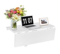Costway Wall-Mounted Folding Table 80 X 60 Cm Drop-Leaf Floating Laptop Desk-White