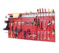 Costway Wall-Mounted Pegboard Kit Pegboard Tool Organizing Kit w/ 3 Pegboards in Red COSTWAY Red